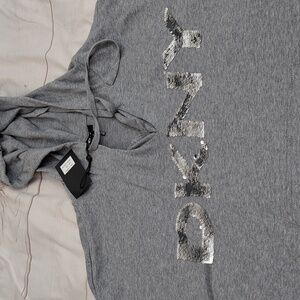 DKNY Gray Hoodie with Silver Logo